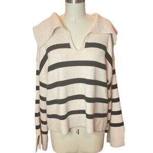 Entro Cream and Black Striped Sweater